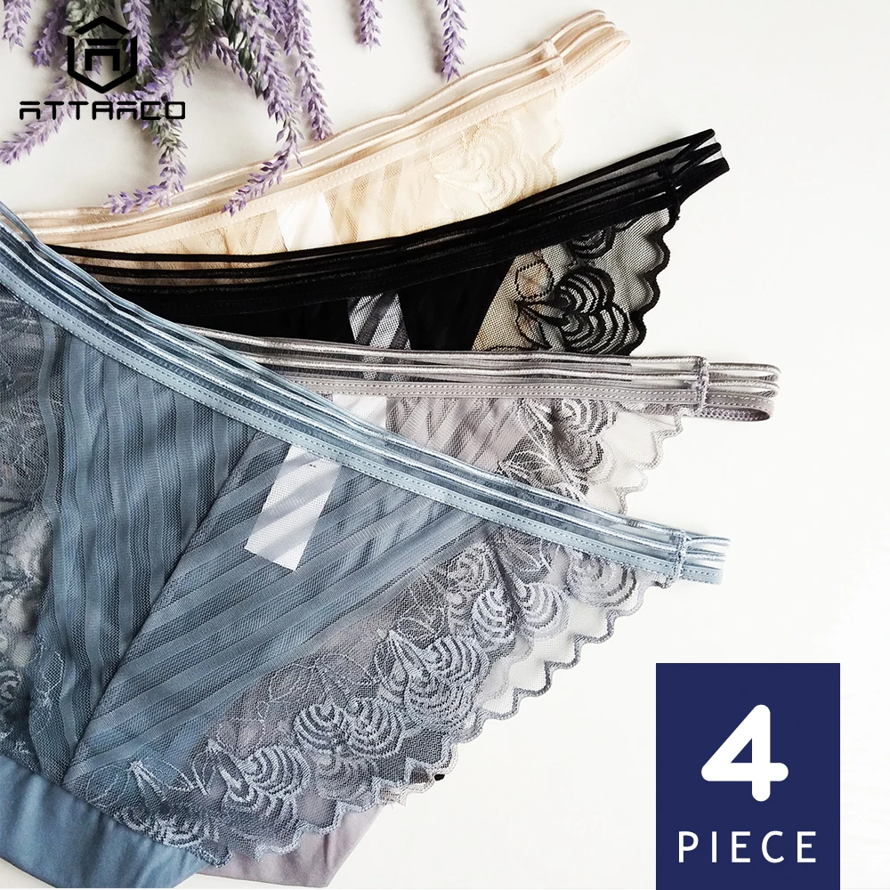 ATTRACO Women's String Pantie Briefs Lace Hipster Underwear Cotton 4 Pack Breathable Transparent Tanga Thong Lace Edge Tempting
ATTRACO Women's String Pantie Briefs Lace Hipster Underwear Cotton 4 Pack Breathable Transparent Tanga Thong Lace Edge Tempting