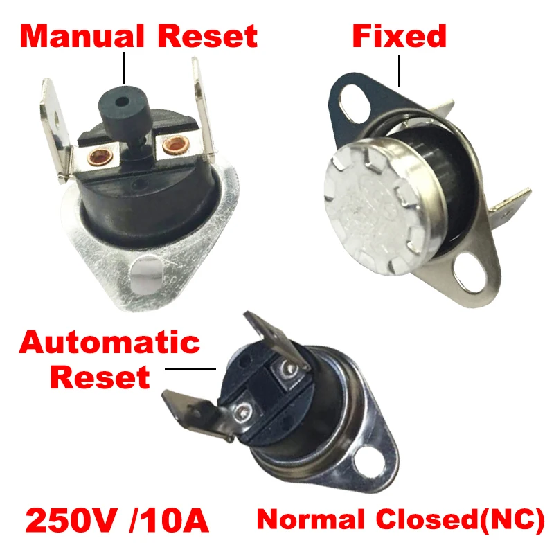 105 110 115 Degree 10A KSD301 Self Automatic Manual Hand Reset Fixed Normal Close NC Heater Themostat Temperature Control Switch
105 110 115 Degree 10A KSD301 Self Automatic Manual Hand Reset Fixed Normal Close NC Heater Themostat Temperature Control Switch
