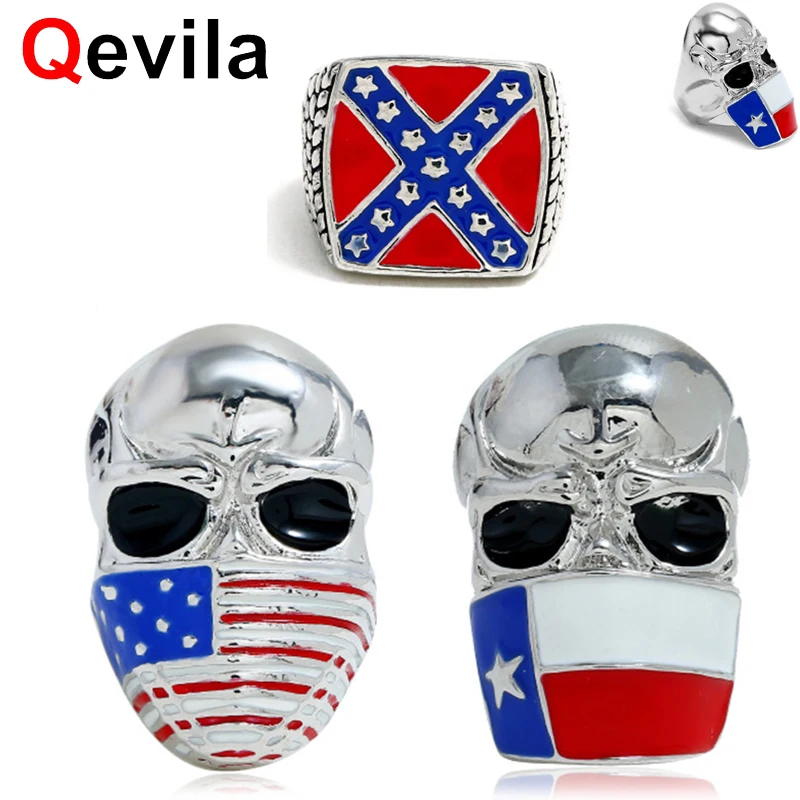 Qevila America Independence Day Skull Cross Rings for Men Women Gothic Punk Retro Vintage Skull head Finger Ring Peace Flag Ring
Qevila America Independence Day Skull Cross Rings for Men Women Gothic Punk Retro Vintage Skull head Finger Ring Peace Flag Ring