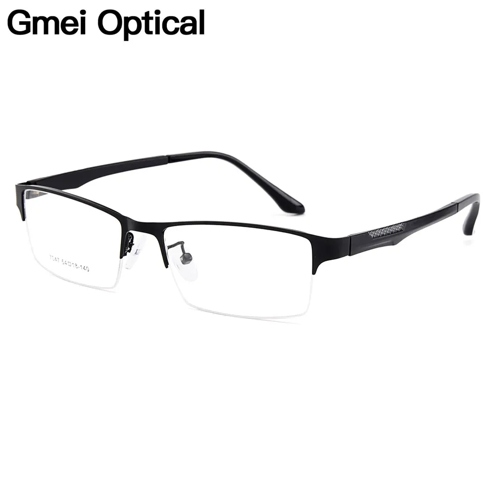 

Gmei Optical Men Semi-Rimless Titanium Alloy Glasses Frames for Men Eyewears Flexible Legs IP Electroplating Spectacles Y7047