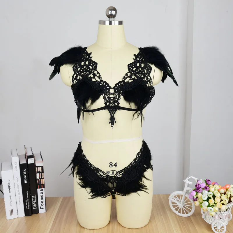 Women Body harness Set Body Cage Bra + Harness Panties Feather Harness Bondage Lingerie Fetish Wear Bodysuit Crop Top N0092
Women Body harness Set Body Cage Bra + Harness Panties Feather Harness Bondage Lingerie Fetish Wear Bodysuit Crop Top N0092
