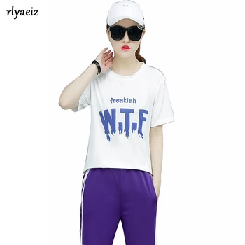 Rlyaeiz Korean Fashion 2 Piece Set Women Sporting Wear 2019 Spring Summer Casual Letter T shirt + Striped Pants Tracksuit
Rlyaeiz Korean Fashion 2 Piece Set Women Sporting Wear 2019 Spring Summer Casual Letter T shirt + Striped Pants Tracksuit