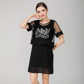 A Plus Size Women Black Dress Set Big Yards New Suit Short-Sleeved Top Summer Leisure Sexy Dresses Two-Piece Fashion L- 4XL 5XL
A Plus Size Women Black Dress Set Big Yards New Suit Short-Sleeved Top Summer Leisure Sexy Dresses Two-Piece Fashion L- 4XL 5XL