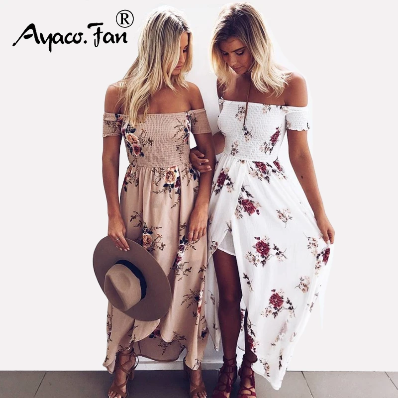 Summer Boho Style Long Dress Women Off Shoulder Beach Dresses Floral print Vintage Chiffon White Maxi Dress vestidos de festa
Summer Boho Style Long Dress Women Off Shoulder Beach Dresses Floral print Vintage Chiffon White Maxi Dress vestidos de festa