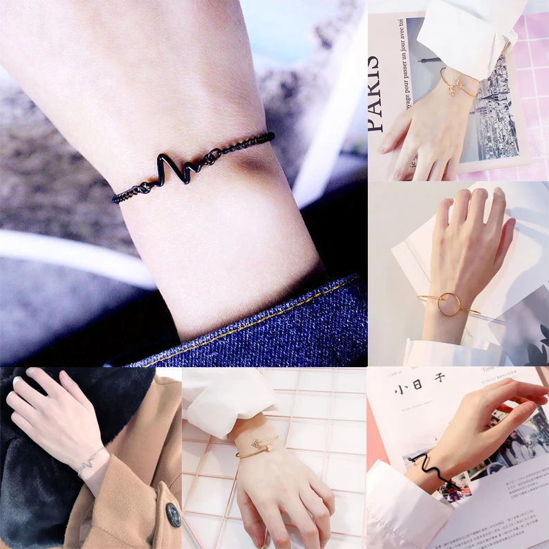 Bracelet Woman Girl Men Fashion Jewelry Heartbeat Plant Leaves Black Gold Silver Gift Beach Summer Party Bangle Bezel Chain
Bracelet Woman Girl Men Fashion Jewelry Heartbeat Plant Leaves Black Gold Silver Gift Beach Summer Party Bangle Bezel Chain