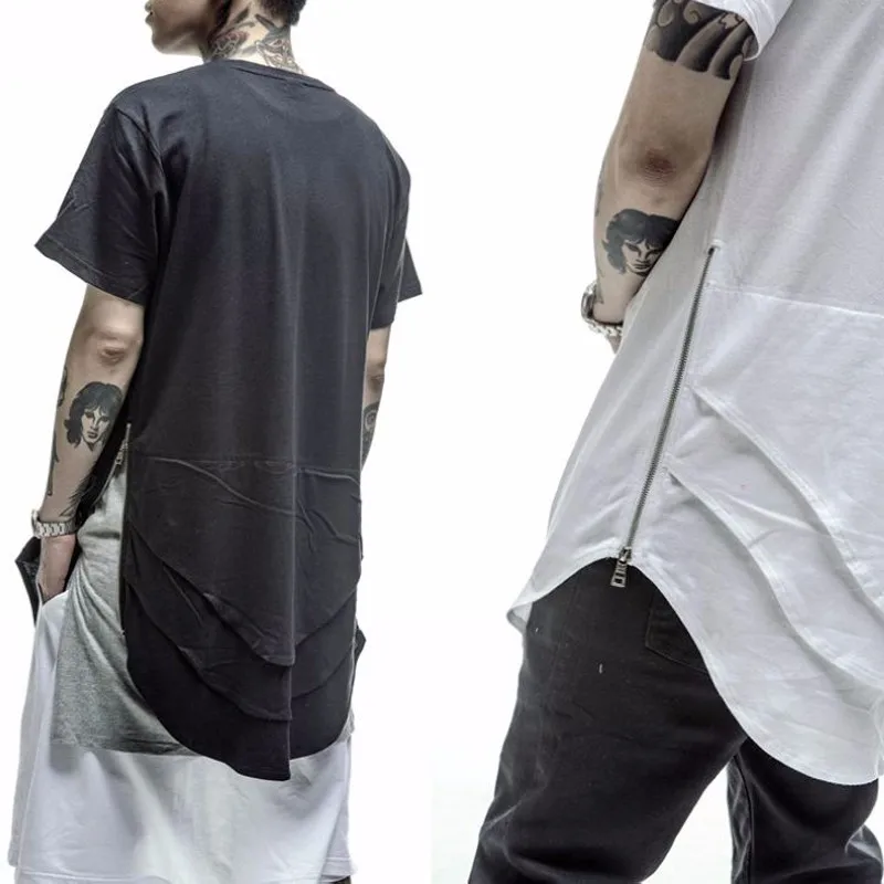 Justin Bieber Extended T shirt Men Fishtail Multi Fold Curved Hem Side Zipper Short Sleeve oversized T shirts Hip Hop KANYE WEST
Justin Bieber Extended T shirt Men Fishtail Multi Fold Curved Hem Side Zipper Short Sleeve oversized T shirts Hip Hop KANYE WEST