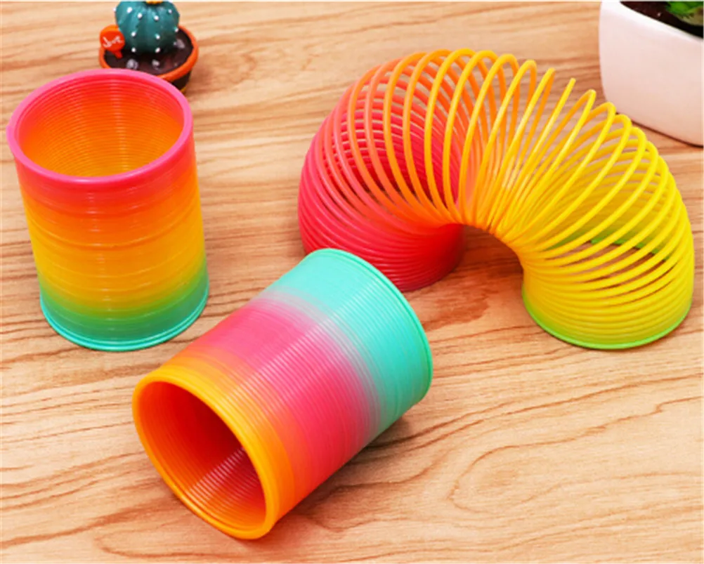 

Rainbow Spring Protean Colorful Rainbow Circle Folding Plastic Spring Coil Classic Toys Children's Creative Educational