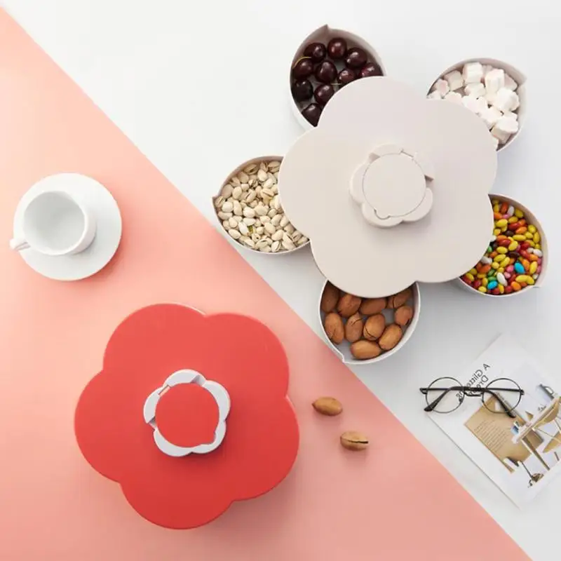 Flower-shaped Storage Box Creative Modeling Health Materials Rotary Switch Case Rotating Candy Tray Dried Fruit Snack Container
Flower-shaped Storage Box Creative Modeling Health Materials Rotary Switch Case Rotating Candy Tray Dried Fruit Snack Container