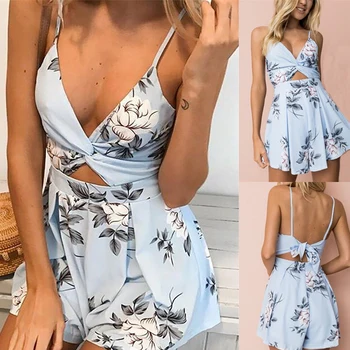 Women Ladies Summer Fashion Sweet Playsuits Sleeveless Blue Floral Print V-Neck Strapless Ruffles Playsuit Size S/M/L/XL
Women Ladies Summer Fashion Sweet Playsuits Sleeveless Blue Floral Print V-Neck Strapless Ruffles Playsuit Size S/M/L/XL