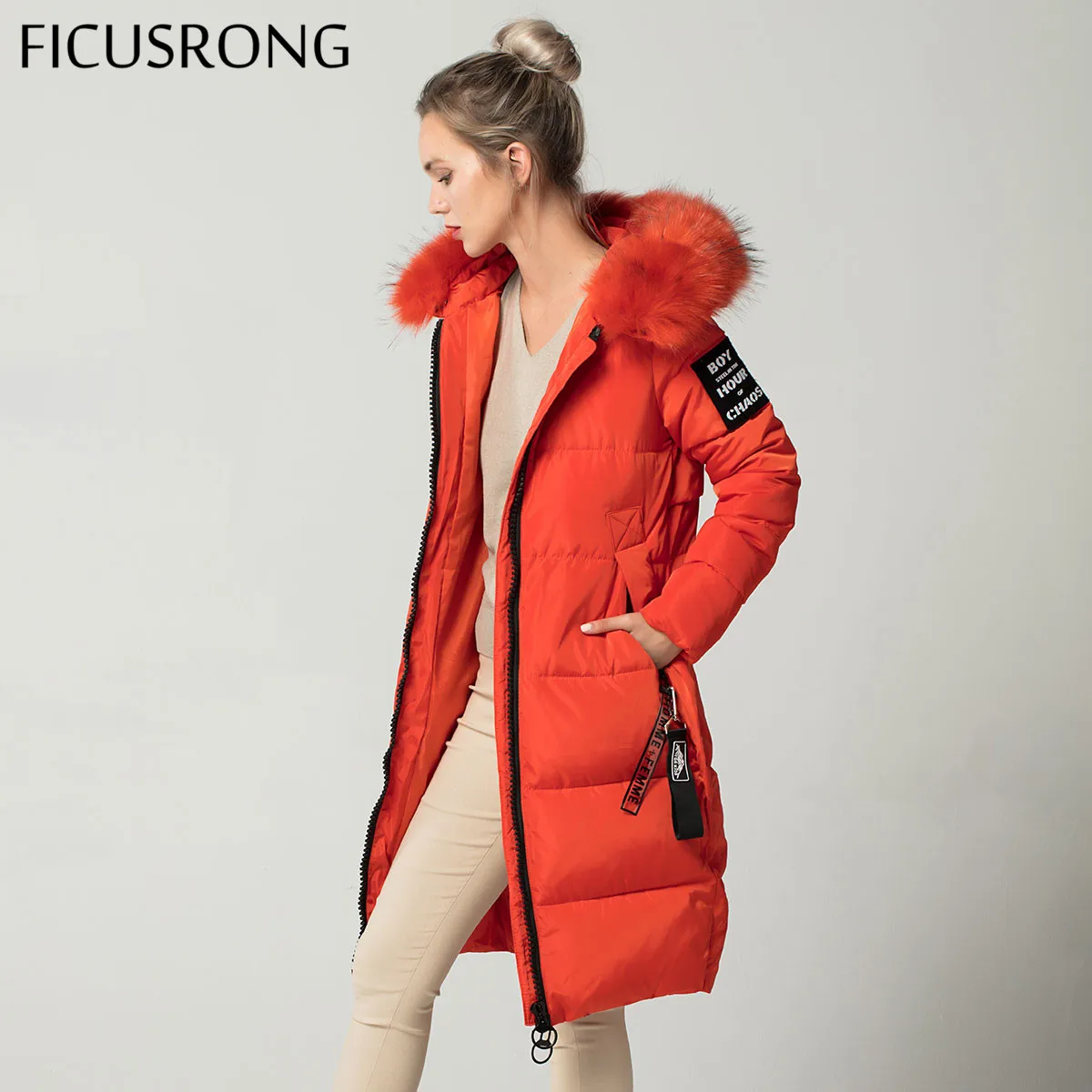 Solid Orange Causal Long Winter Jacket Women Slim Female Wadded Jacket Winter Women Hooded Parkas Warm Fur Coat FICUSRONG
Solid Orange Causal Long Winter Jacket Women Slim Female Wadded Jacket Winter Women Hooded Parkas Warm Fur Coat FICUSRONG
