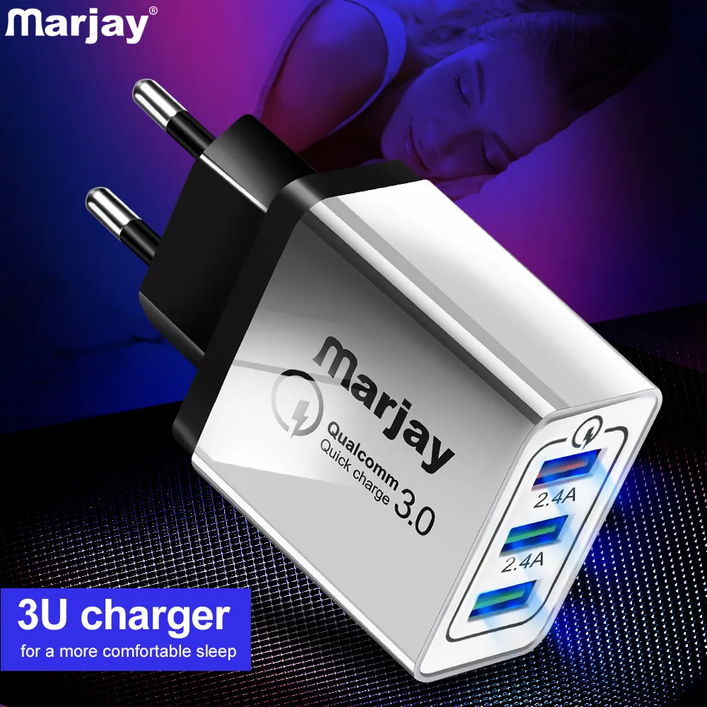 3 Ports Fast USB Charger Cable / Phone Quick Charger 3.0 5V/2.4A EU/US Plug Wall Charger For Samsung Apple iPhone Xiaomi Huawei
3 Ports Fast USB Charger Cable / Phone Quick Charger 3.0 5V/2.4A EU/US Plug Wall Charger For Samsung Apple iPhone Xiaomi Huawei