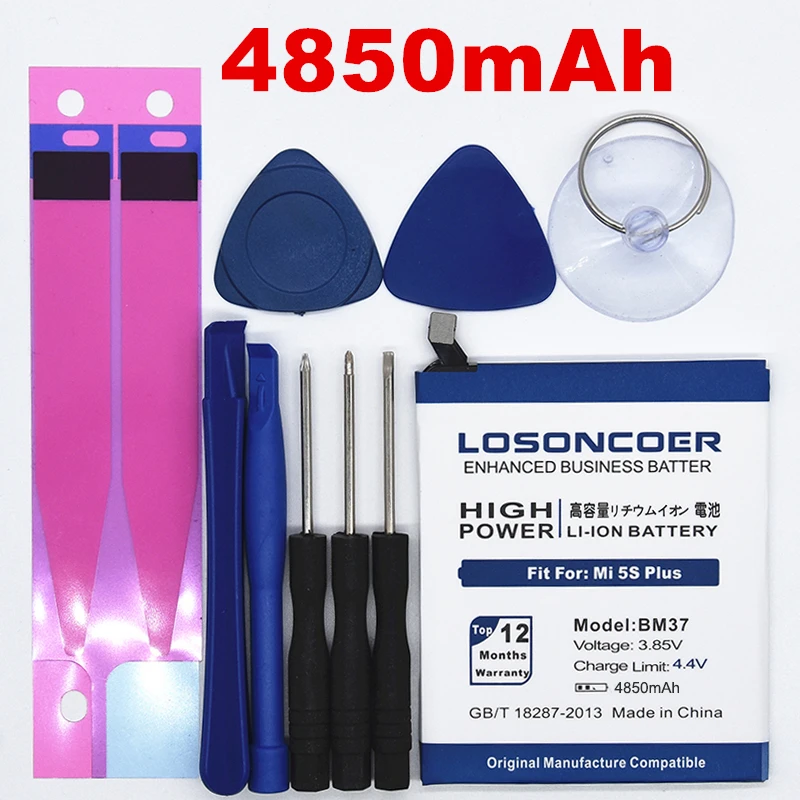 100% Original LOSONCOER High Quality 4850mAh BM37 Battery Gift tool kit for Xiaomi 5S Plus Mi5s Mi 5S Plus Battery in In Stock
100% Original LOSONCOER High Quality 4850mAh BM37 Battery Gift tool kit for Xiaomi 5S Plus Mi5s Mi 5S Plus Battery in In Stock