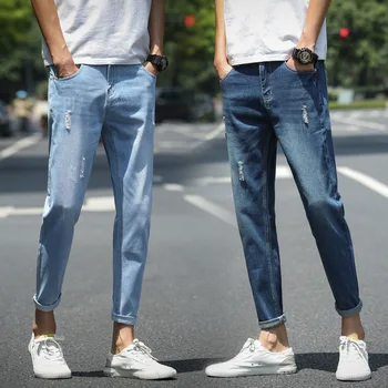 Men's Cropped Ripped Jeans Cowboys Popular Classical Vintage Pants Brand Slim Fit Loose Straight Streetwear Denim Trousers
Men's Cropped Ripped Jeans Cowboys Popular Classical Vintage Pants Brand Slim Fit Loose Straight Streetwear Denim Trousers