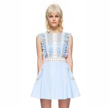 New Runway Self Portrait Women's Mini Dresses Sexy Patchwork Lace Hollow Out O-Neck 2018 Summer Female A-line Dress Blue White
New Runway Self Portrait Women's Mini Dresses Sexy Patchwork Lace Hollow Out O-Neck 2018 Summer Female A-line Dress Blue White