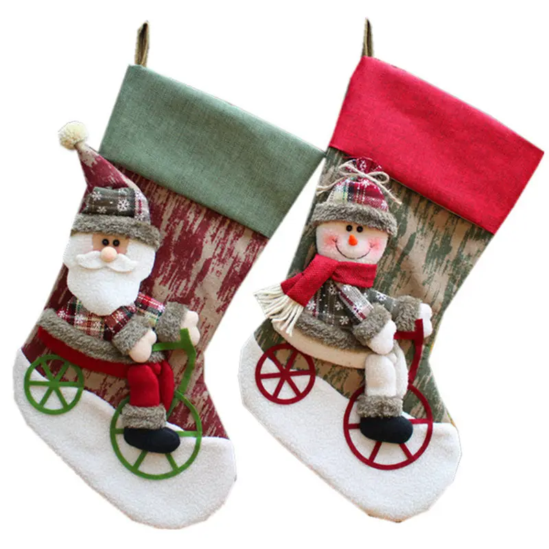 

Santa Claus Decorating Christmas Stocking For Candy Bags Christmas Socks Bag New Year Decorations Home Gifts Bag Presente Natal