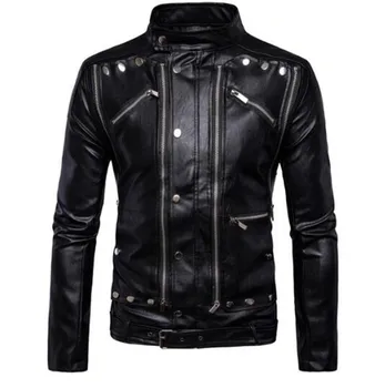 New Retro Vintage Motorcycle Jackets PU Leather Jackets Men Multi Zippers Rivets Punk Biker Leather Stand Collar Size M-5XL
New Retro Vintage Motorcycle Jackets PU Leather Jackets Men Multi Zippers Rivets Punk Biker Leather Stand Collar Size M-5XL