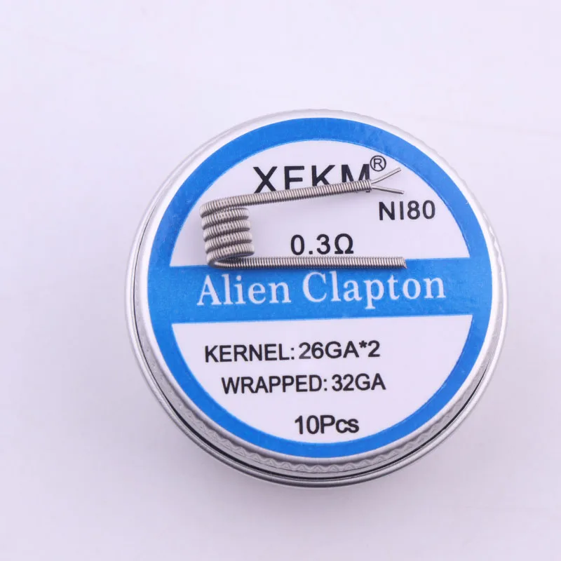 XFKM NI80 Alien Clapton Coil Flat Twisted Fused Clapton Quad Tiger Heating Wire Vape Resistance Premade Coil Prebuilt Coil