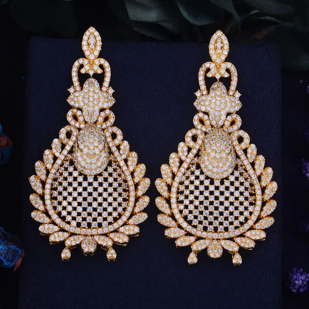 GODK 65mm New Arrival Luxury Trendy Gourd Flower Full Mirco Cubic Zirconium Naija Wedding Women Earring Fashion Jewelry
GODK 65mm New Arrival Luxury Trendy Gourd Flower Full Mirco Cubic Zirconium Naija Wedding Women Earring Fashion Jewelry