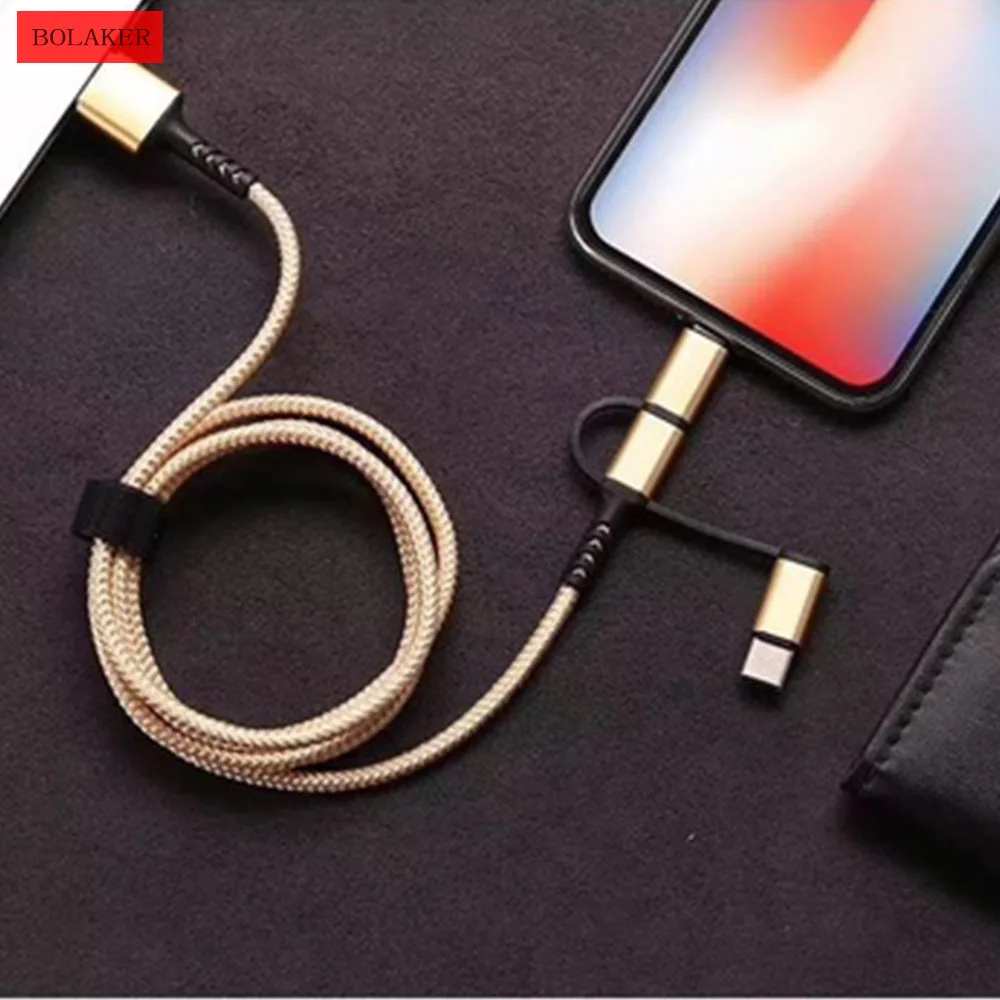 BOLAKER 1 meter data cable for Apple-Type c-Android weaving one to three fast charging data cable
BOLAKER 1 meter data cable for Apple-Type c-Android weaving one to three fast charging data cable