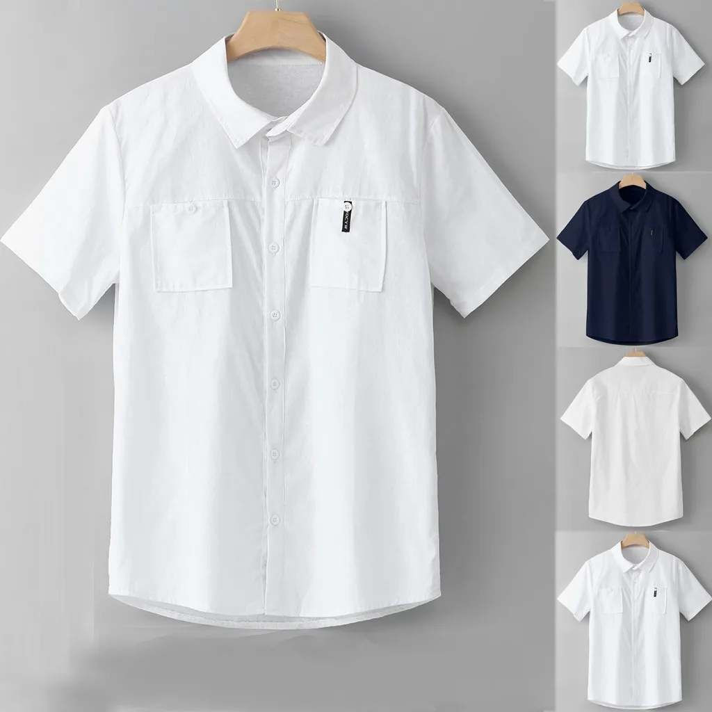 Men's Cotton Slim White Short Sleeve Cotton Linen Dress Shirts Camisa Masculina Pocket Shirt Blouse Tops
Men's Cotton Slim White Short Sleeve Cotton Linen Dress Shirts Camisa Masculina Pocket Shirt Blouse Tops