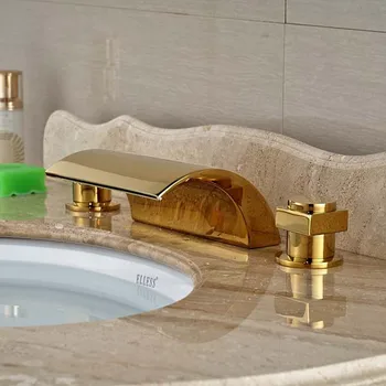 Luxury Waterfall Basin Faucet Widespread Vanity Sink Mixer Deck Mounted Gold Brass
Luxury Waterfall Basin Faucet Widespread Vanity Sink Mixer Deck Mounted Gold Brass