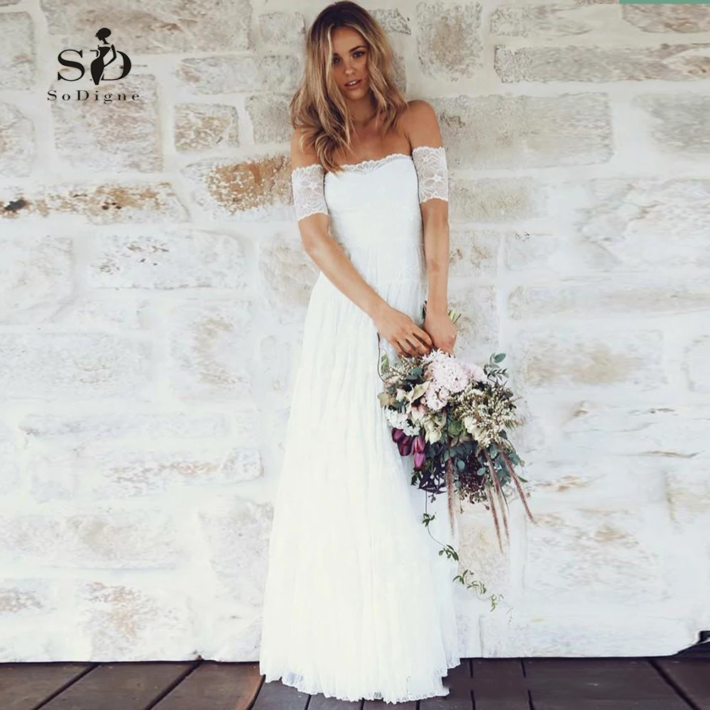 Off-the shoulder Lace Wedding Dress Simple Vestido De Novia Playa Cheap Custom made Strapless
Off-the shoulder Lace Wedding Dress Simple Vestido De Novia Playa Cheap Custom made Strapless