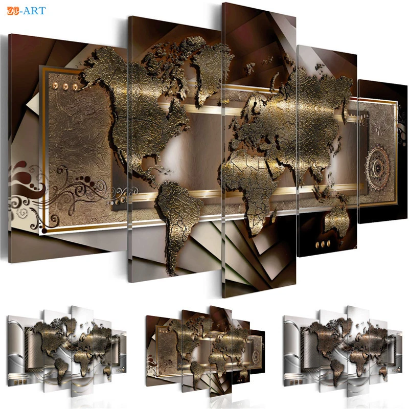 World Map Prints Poster Wall Painting 5 Pieces Modern Matallic Abstract Canvas Art Modular Pictures for Office Decor
World Map Prints Poster Wall Painting 5 Pieces Modern Matallic Abstract Canvas Art Modular Pictures for Office Decor