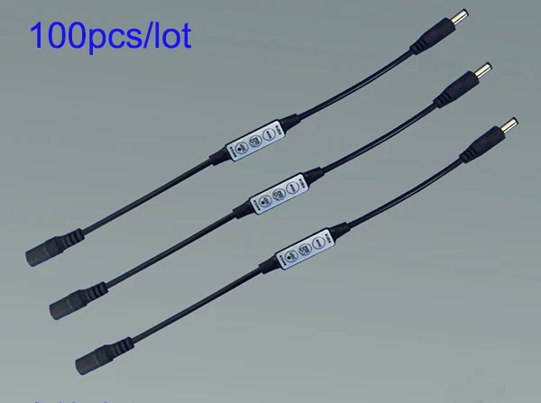 

100pcs/lot DC 5V 12V 24V Mini 3 Keys Controller Dimmer For Single Color LED Strip Light 3528 5050 DC Head 5.5*2.1 Connect