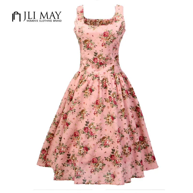 JLI MAY linen floral Print 50s Rockabilly Audrey Hepburn vintage Retro Pink Sleeveless women summer dress vestidos
JLI MAY linen floral Print 50s Rockabilly Audrey Hepburn vintage Retro Pink Sleeveless women summer dress vestidos
