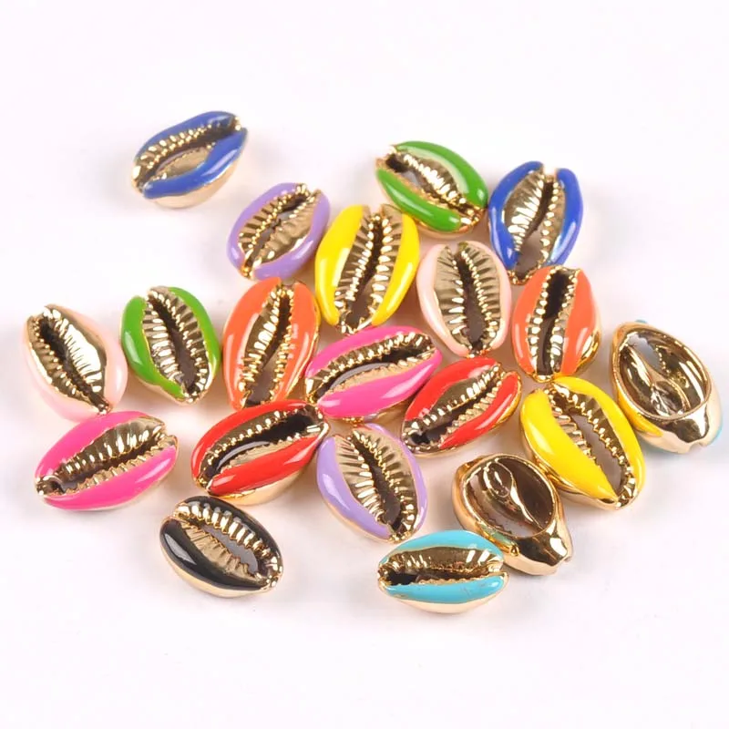 Natural Cut Cowrie Shells Golden Plated Seashell Conch Beads Tribal Jewelery Handmade Craft Accessories DIY trs0307 | Дом и сад