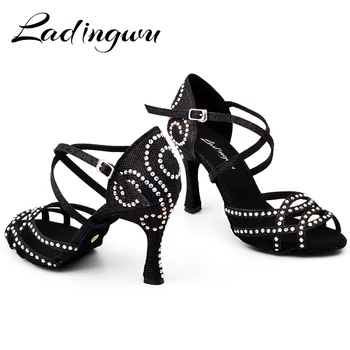 Ladingwu Dance Shoes Latin Women Rhinestone Salsa Shoes Dance Ballroom Party Profession Dance Shoes Heel 9cm Glitter Satin
Ladingwu Dance Shoes Latin Women Rhinestone Salsa Shoes Dance Ballroom Party Profession Dance Shoes Heel 9cm Glitter Satin