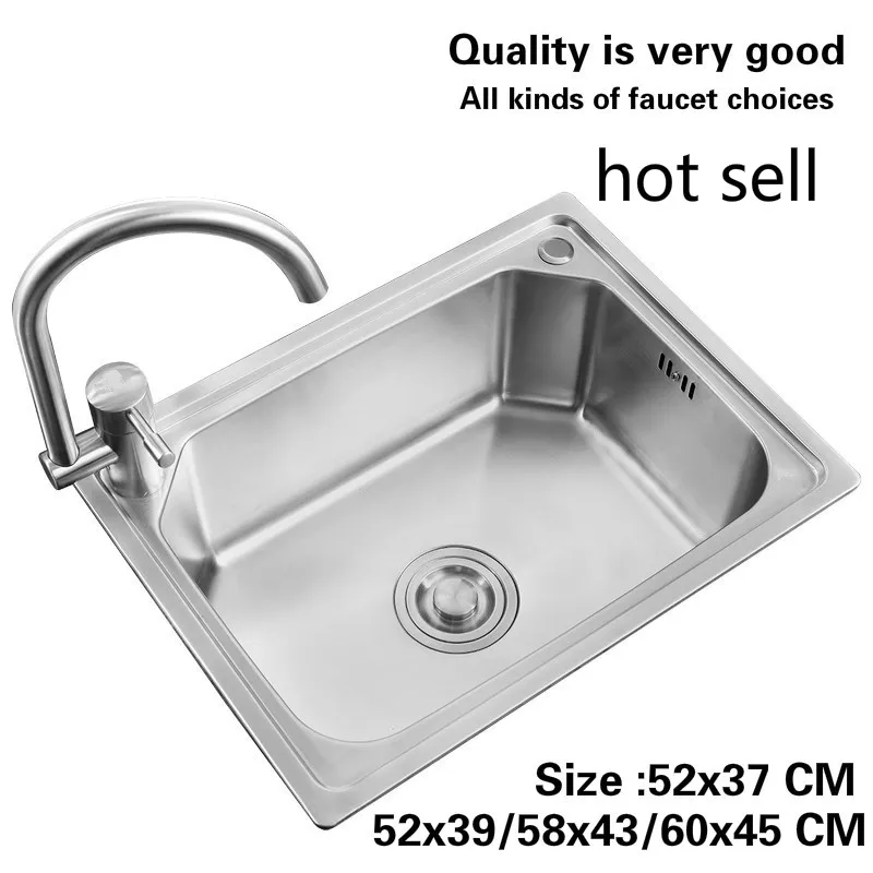 

Free shipping Hot sell standard balcony kitchen single trough sink food grade 304 stainless steel 52x37/52x39/58x43/60x45 CM