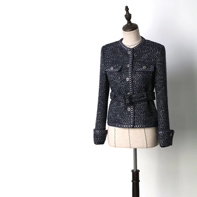 Office Lady Elegant Belt Single Breasted Tweed Coats OL Women O-neck Long Sleeve Weave Suit Jackets Coat Y092
Office Lady Elegant Belt Single Breasted Tweed Coats OL Women O-neck Long Sleeve Weave Suit Jackets Coat Y092