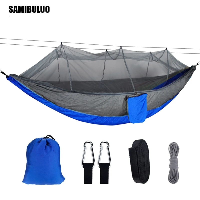 2 Person Portable Outdoor Camping hamak with Mosquito Net High Strength Parachute Fabric Hanging Bed Hunting Sleeping 16 Colors
2 Person Portable Outdoor Camping hamak with Mosquito Net High Strength Parachute Fabric Hanging Bed Hunting Sleeping 16 Colors