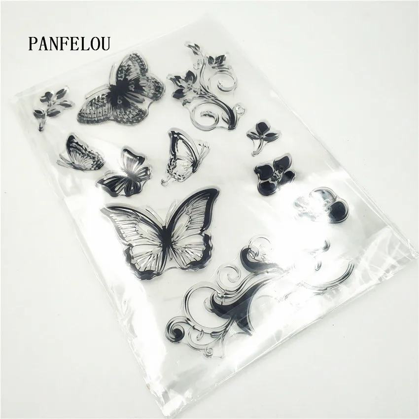 PANFELOU Прозрачная силиконовая печать с бабочками и лозами DIY скрапбукинг