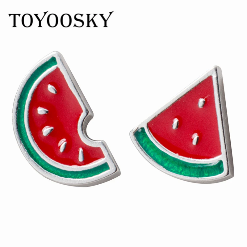 

TOYOOSKY S925 Sterling Silver Stud Earrings Fashion Cute Tiny Watermelon Earrings Personality Summer Fruit Ear Jewelry