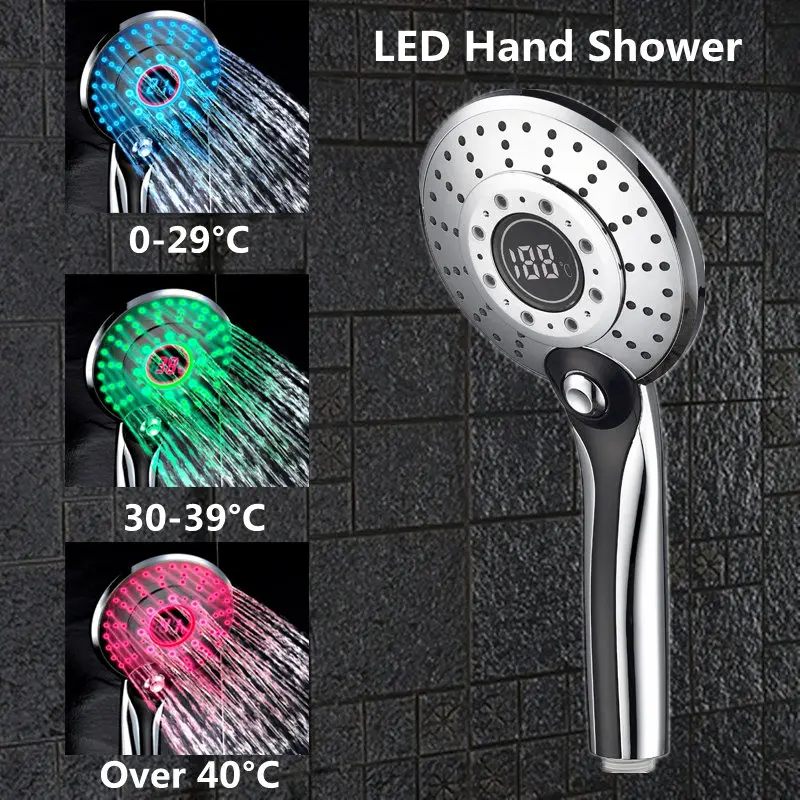 Multifunction 3 color LED Hand Shower Head flexible mixing Temperature Shower Head Digital Display Handheld Bathroom Shower
Multifunction 3 color LED Hand Shower Head flexible mixing Temperature Shower Head Digital Display Handheld Bathroom Shower
