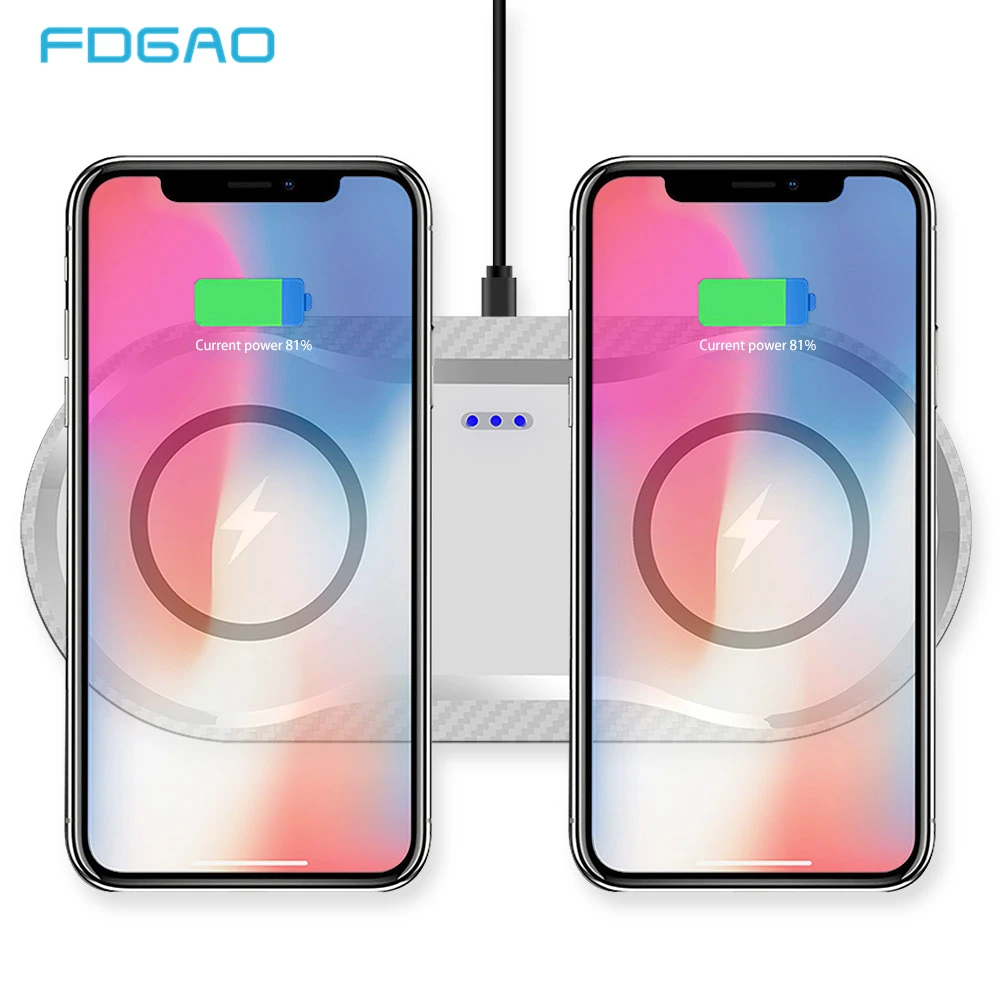 FDGAO Dual QI Wireless Charger for Samsung S6 S7 Edge S8 S9 Plus Note 9 8 Desktop 5W Fast Charging Pad For iPhone X 8 XS MAX XR
FDGAO Dual QI Wireless Charger for Samsung S6 S7 Edge S8 S9 Plus Note 9 8 Desktop 5W Fast Charging Pad For iPhone X 8 XS MAX XR