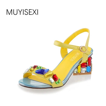 MUYISEXI Sheepskin women sandals with rhinestone summer sexy high heels ladies shoes yellow blue rose 33-43 VW01
MUYISEXI Sheepskin women sandals with rhinestone summer sexy high heels ladies shoes yellow blue rose 33-43 VW01