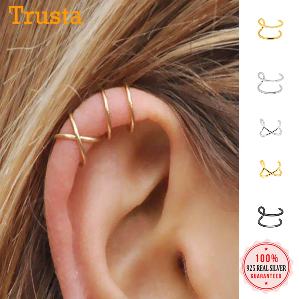 Trusta 100% 925 Sterling Silver Contracted Twist Ear Cuff Clip On Earrings For Women Girl Without Piercing Earings Jewelry DA457
Trusta 100% 925 Sterling Silver Contracted Twist Ear Cuff Clip On Earrings For Women Girl Without Piercing Earings Jewelry DA457