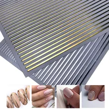 2019 offre spéciale 3D Nail Stiker or argent 3D bande pour Nail Art autocollant bande de métal bande multi-taille 3D Nail feuille Nail Art manucure(China)