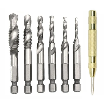 GYTB 7 Pcs 1/4 Inch Hss Spiral Hex Shank Combination Drill Screw Tap Bit Set(M3-M10)With Automatic Spring Loaded Center Punch
GYTB 7 Pcs 1/4 Inch Hss Spiral Hex Shank Combination Drill Screw Tap Bit Set(M3-M10)With Automatic Spring Loaded Center Punch