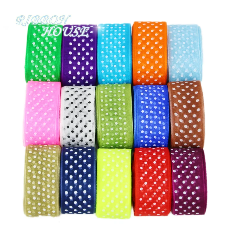 (10 yards/lot) 1'' (25mm) dots ribbon printed organza ribbon colored gift wrap decoration ribbons
(10 yards/lot) 1'' (25mm) dots ribbon printed organza ribbon colored gift wrap decoration ribbons