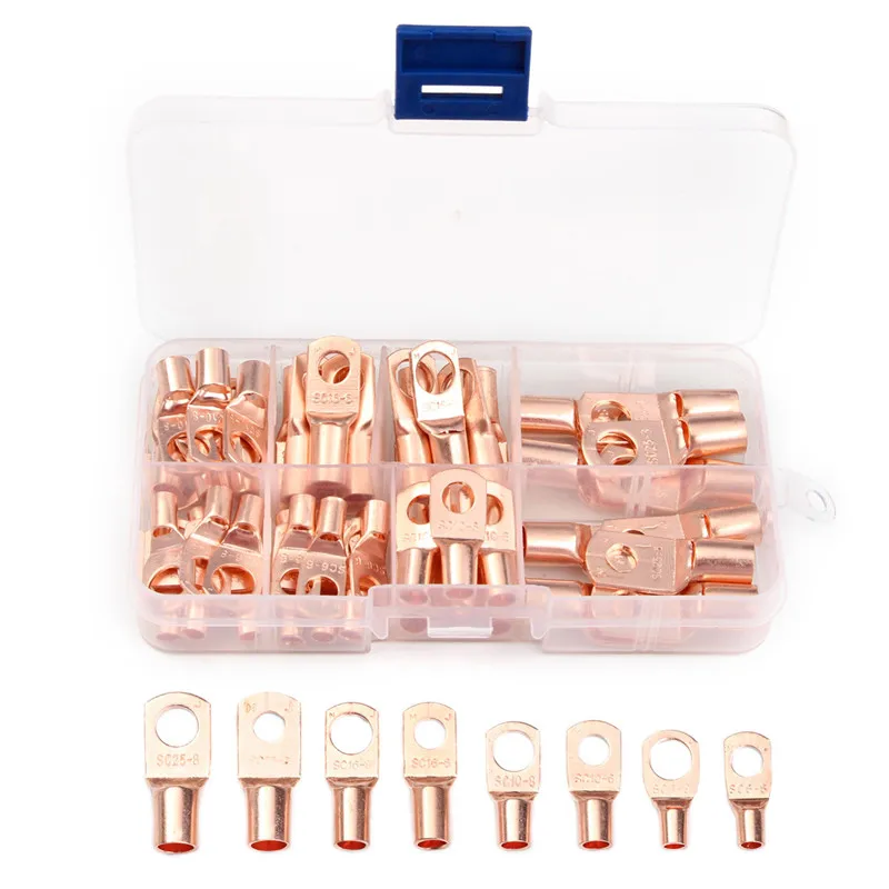 60PCS/set SC6-25 Copper Lug Ring Wire Connectors for Battery Bare Cable Electric Wire Crimp Terminal For Battery 
60PCS/set SC6-25 Copper Lug Ring Wire Connectors for Battery Bare Cable Electric Wire Crimp Terminal For Battery