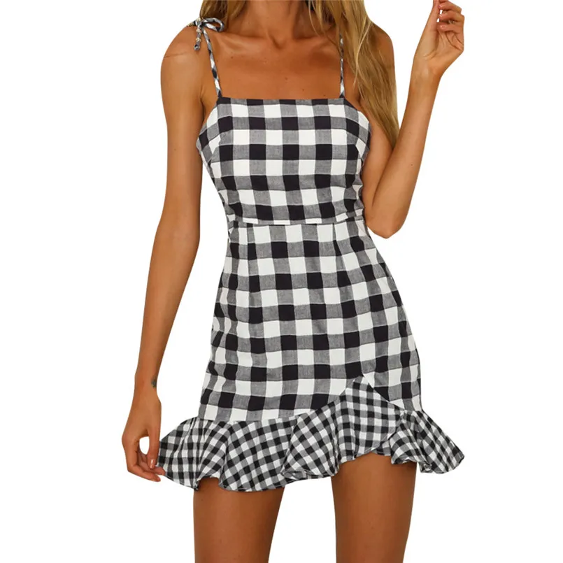 Plaid Printing Sleeveless Backless Dress women Summer Ruffles Dress women elegant mini vestidos mujer 2019 casuales 40ja11
Plaid Printing Sleeveless Backless Dress women Summer Ruffles Dress women elegant mini vestidos mujer 2019 casuales 40ja11