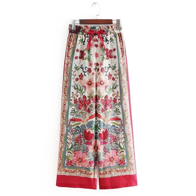 Women Vintage National Red Totem Floral Position Print high waist wide leg pants chic bow tied Elastic Waist long Trousers P072
Women Vintage National Red Totem Floral Position Print high waist wide leg pants chic bow tied Elastic Waist long Trousers P072