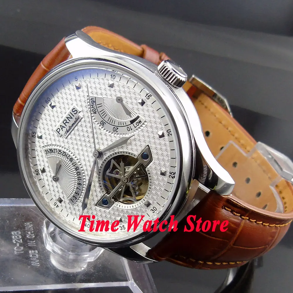 Fashion Parnis 43mm power reserve date ST2505 Automatic movement men's watch see through back 413
Fashion Parnis 43mm power reserve date ST2505 Automatic movement men's watch see through back 413