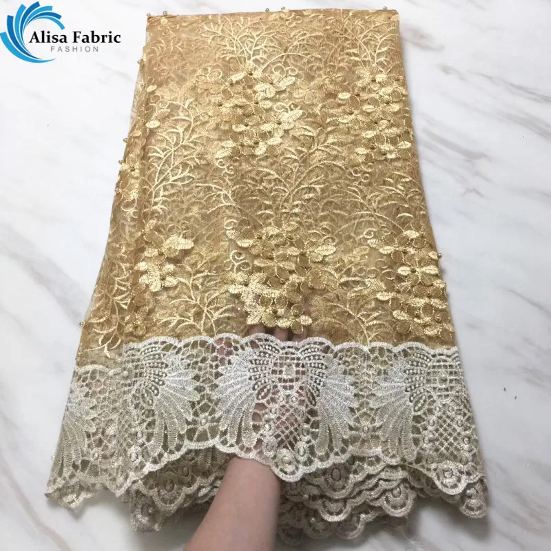 Golden African Net Lace With Beads Embroidery French Tulle Lace Fabric With Stones 5 Yards/Piece High Quality For Party Dress
Golden African Net Lace With Beads Embroidery French Tulle Lace Fabric With Stones 5 Yards/Piece High Quality For Party Dress