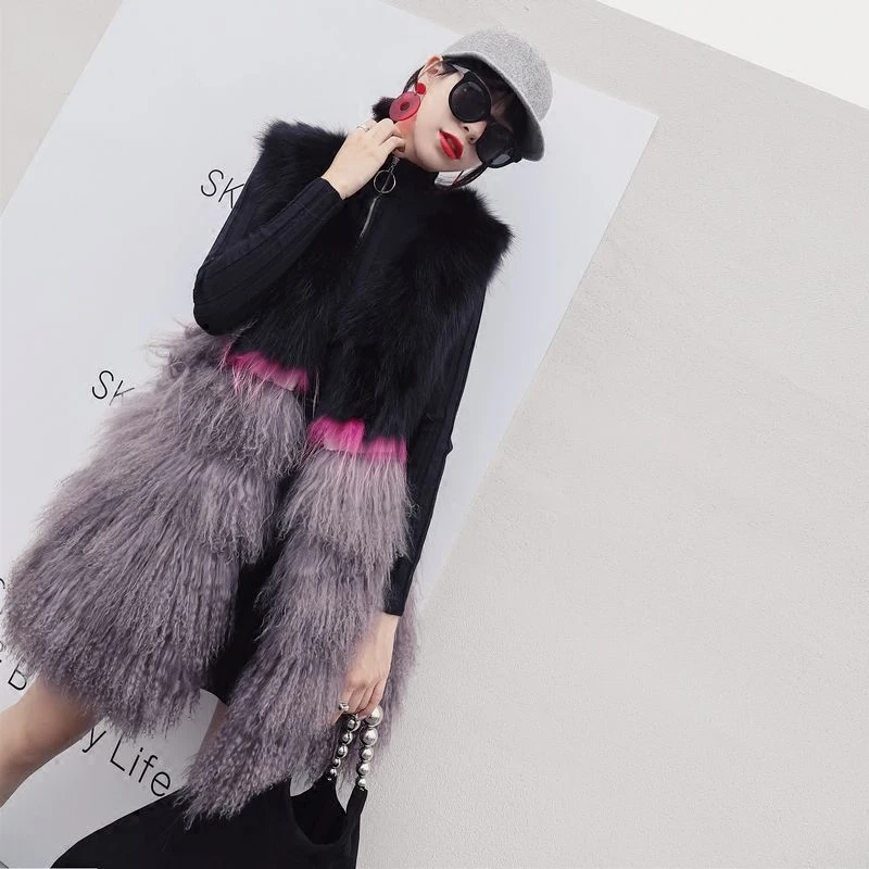 Real fox fur and mongolia sheep fur patchwork waistcoats women color contrast natural fur sleeveless jackets long fur vests
Real fox fur and mongolia sheep fur patchwork waistcoats women color contrast natural fur sleeveless jackets long fur vests