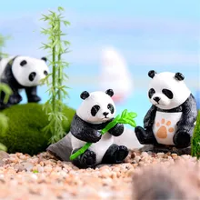 4 stks/set Leuke Panda Moss Micro Landschap Hars Grappige Panda Babies Ornament Fairy Tuin Miniatuur Terrarium Beeldje Decoratie(China)